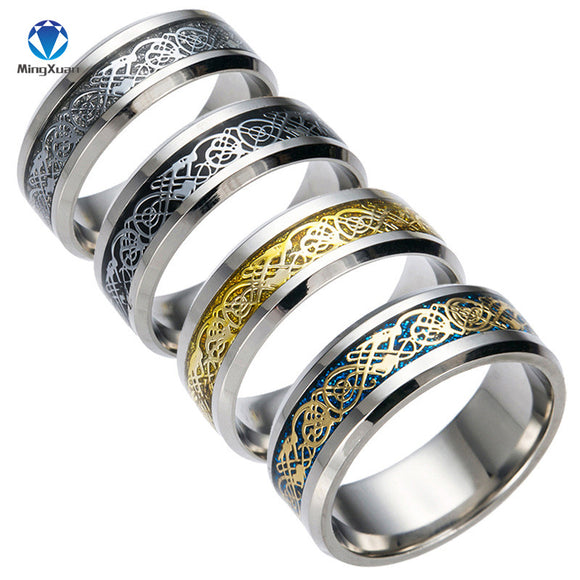 4 COLORS Vintage Gold Free Shipping Dragon 316L stainless steel Ring Mens Jewelry for Men lord Wedding Band male ring for lovers - ECOMAGH