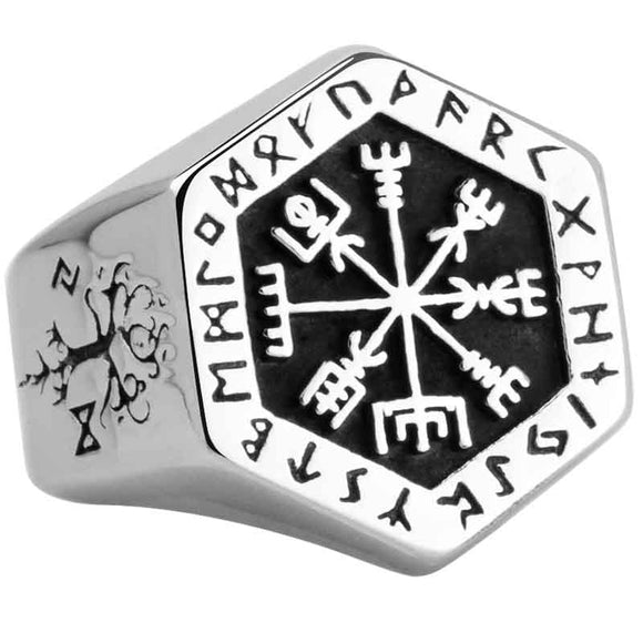 Vegvisir stainless steel  rings  for man  Nordic mythology Viking rune  Index Ring fashion jewelry - ECOMAGH