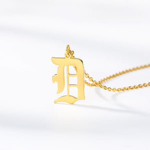 Gold chain initial necklace women A-Z letter necklace for women stainless steel necklaces old english font chains collier цепь - ECOMAGH