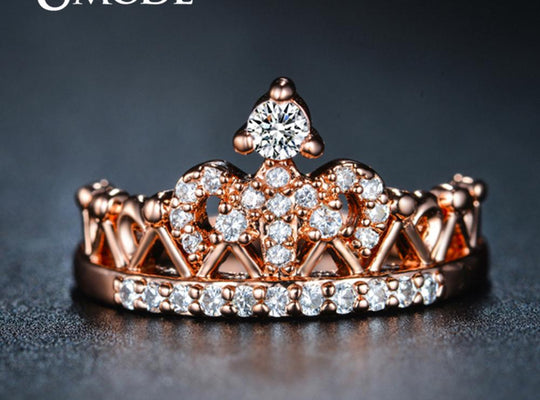 UMODE Crown Rings for Women Zircon Rose Gold Fashion Luxury Wedding Engagement Promise Rings Jewelry Accessories UR0217 - ECOMAGH