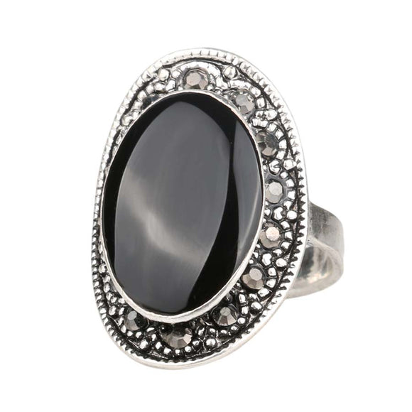 Oval Black Ring For Women - ECOMAGH