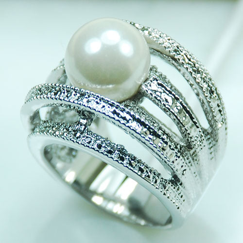 Huge White Pearl  925 Sterling Silver Ring Size 6 7 8 9 10 R265 - ECOMAGH