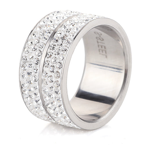 Wholesale High Quality Classic Stainless Steel 6 Row Crystal Jewelry Wedding Ring - ECOMAGH