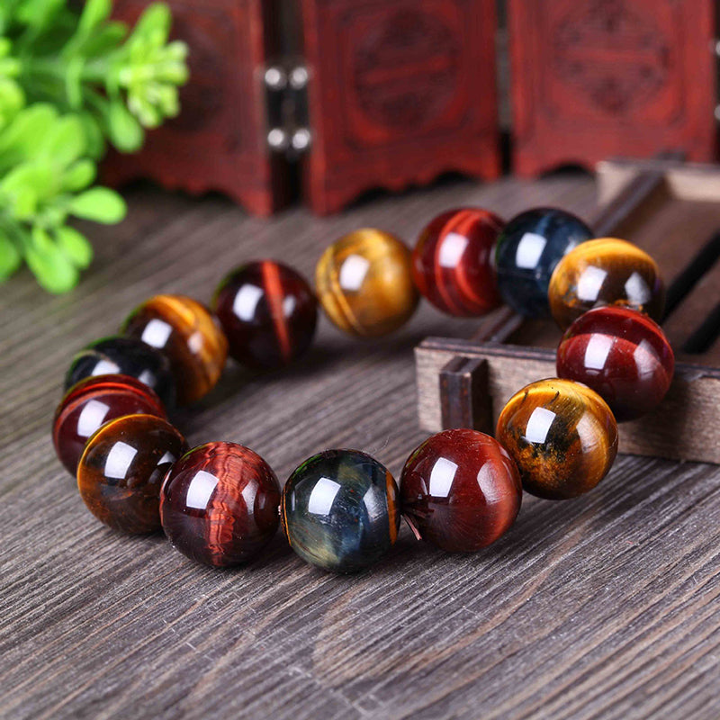 Natural Color Tiger Eye Stone Bracelet 12-20mm - ECOMAGH