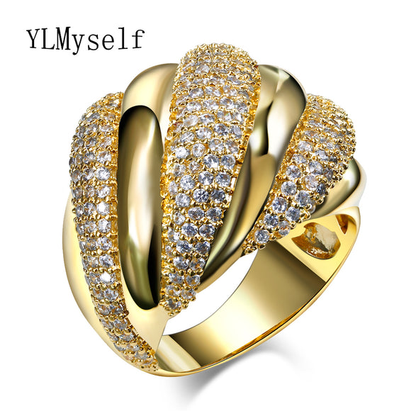 New Fashion Ring! White and Gold-color jewelry Paving crystal stones Luxury wholesale lots best friends big rings for women - ECOMAGH