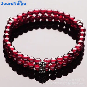 Wholesale Fine JoursNeige Red wine Natural Garnet Stone Bracelets Tibetan Silver Flower Lucky for Women Crystal Bracelet Jewelry - ECOMAGH